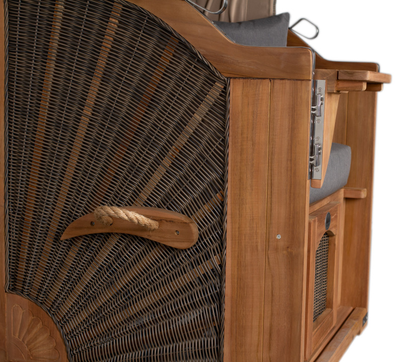 Strandkorb Rantum Single Bullauge Teak PE Grey Dessin 551